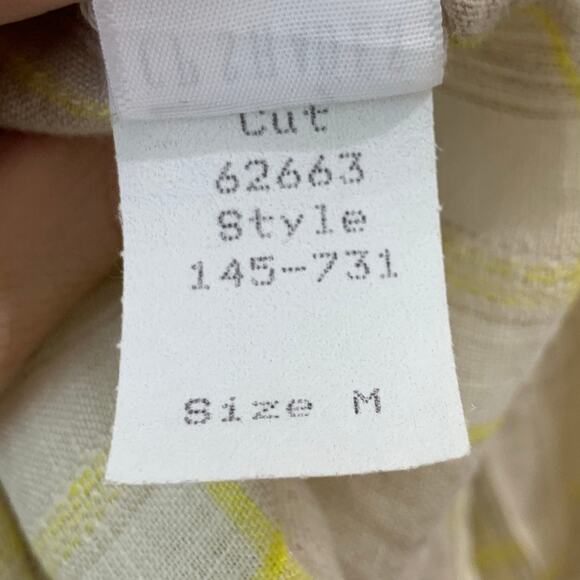 CP SHADES Top 100% Linen Button Front Women Medium Jay Shirt Roll Tab Soft Plaid - Picture 11 of 11